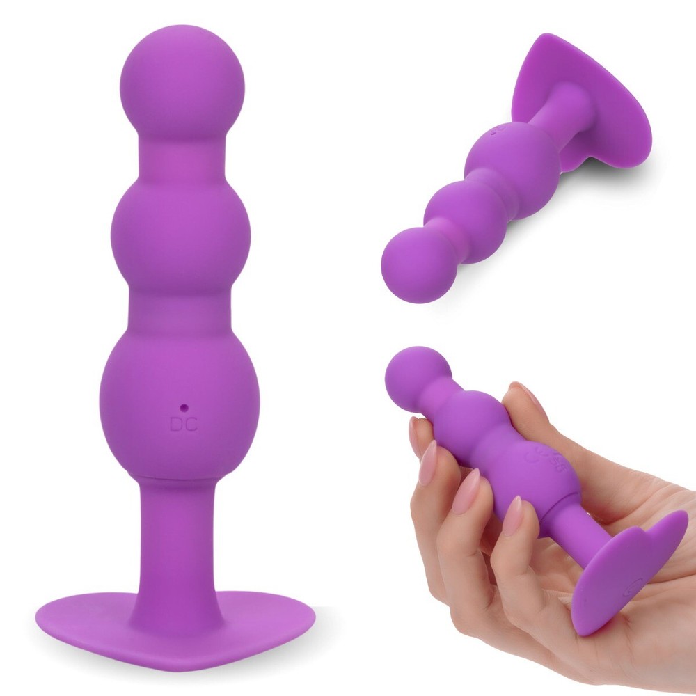 First Time Silicone Vibrating Triple Beaded Anal Butt Plug Probe Beads Vibrator