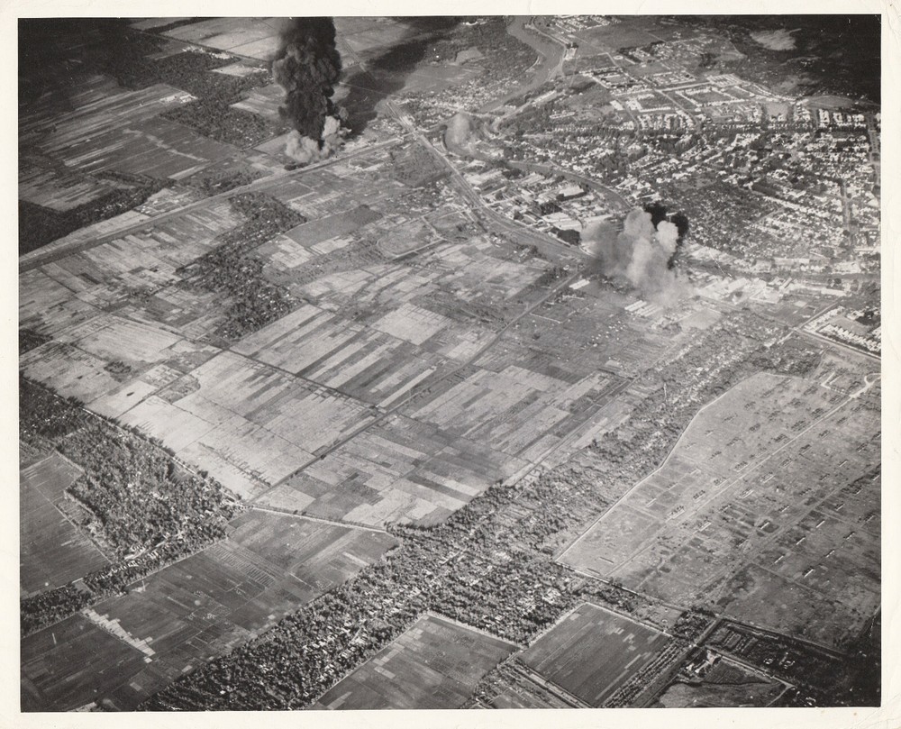 US NAVY BOMBS JAPANESE BASE AT SOURABAJA  JAVA- 1944