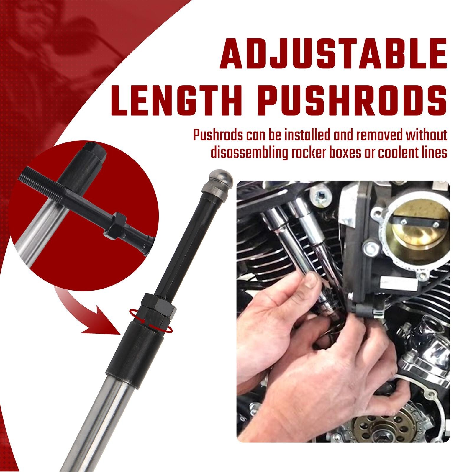 Complete Harley M8 Adjustable Pushrod Tube Cover Kit for 17-up Touring Softail