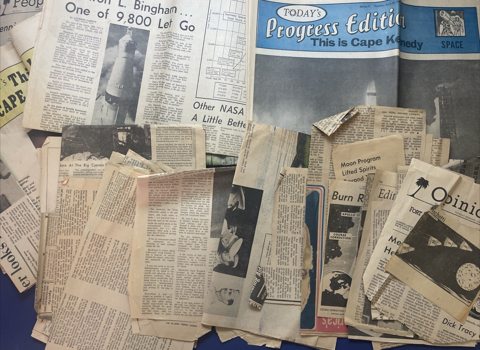 Vintage NASA Space Collectible Lot/Scrapbook - Sanders LaMont Aerospace Writer