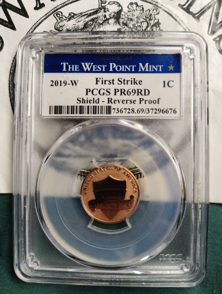 2019 W REVERSE PROOF LINCOLN CENT PR69 RD FIRST STRIKE WEST POINT EL101