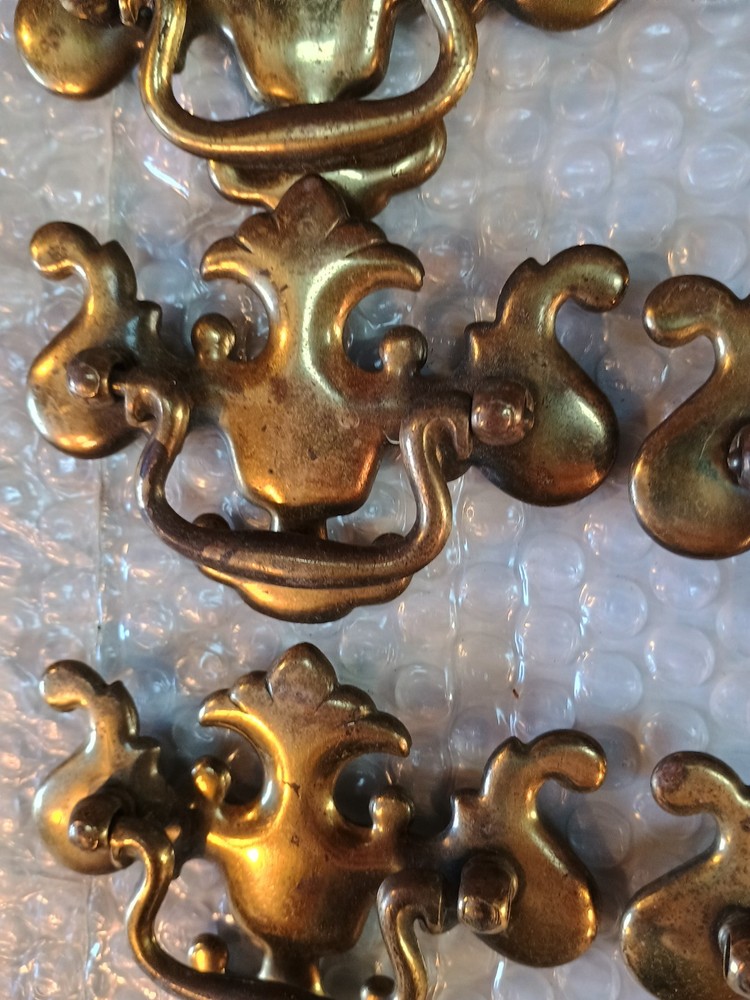 Set Of Six Vintage Brass Pulls 2.5 Centers