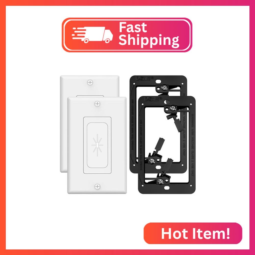 VCELINK Wall Plate Cable Pass Through with Mounting Bracket, Single Gang Flexibl