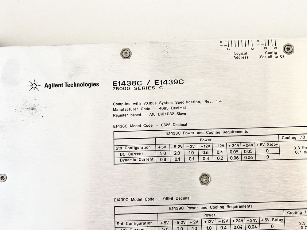 Hp Agilent VXI E8408A MainFrame E1438C E1439C Single Channel Digitizer