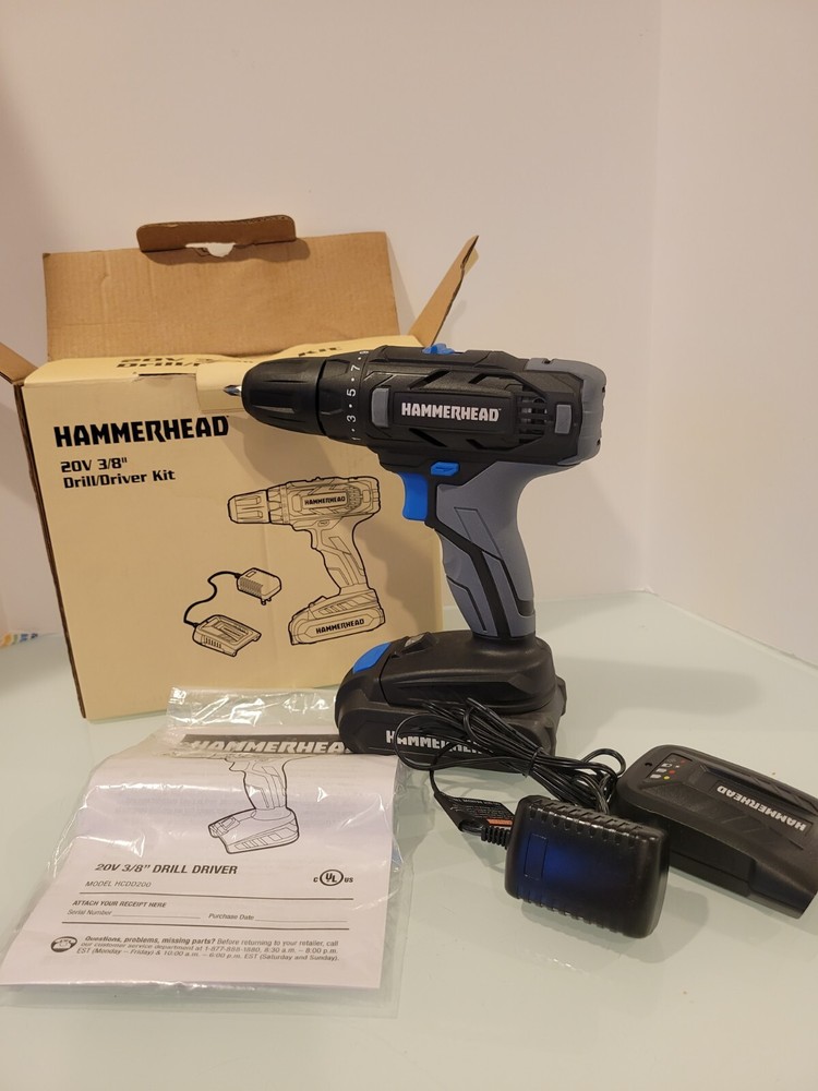 Hammerhead 20v 3/8" Drill/ Driver Kit Model:hcdd201  EUC
