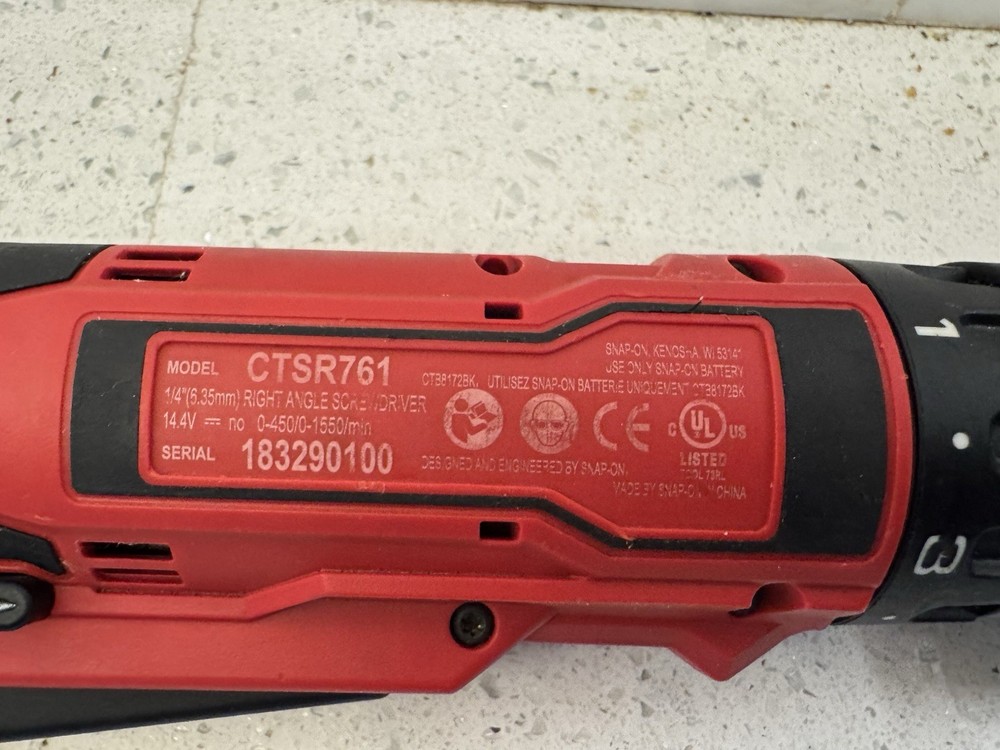 Snap-on Tools CTSR761 1/4" 14.4v Cordless Right Angle Screwdriver TOOL ONLY