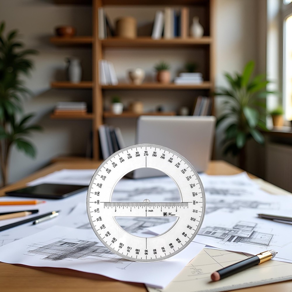 6 Inch 360 Degree Protractor Round Angular Ruler for Drawing Drafting Geometry