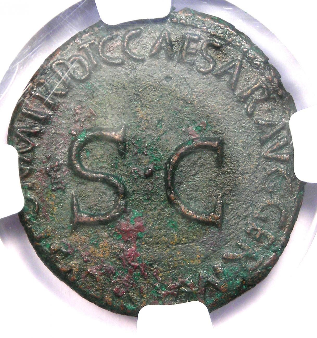 Germanicus AE As Copper Roman Coin 19 AD - Certified NGC Choice AU
