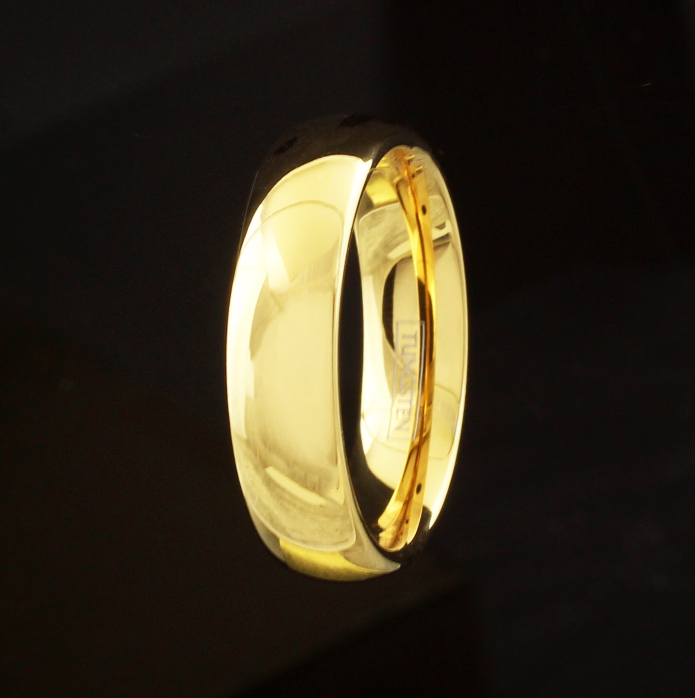 Tungsten Carbide 14K Gold Plated Polished Plain Wedding Band Ring Comfort Fit