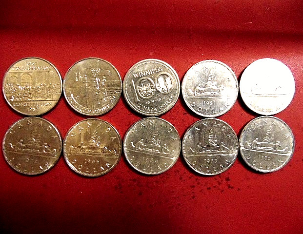 10 CANADA nickel dollar coins UNC all different dates