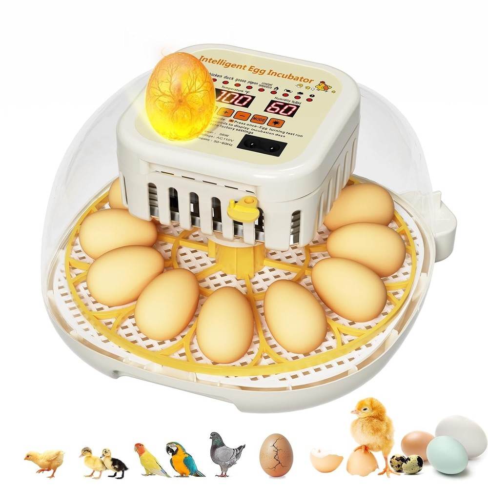 12 Egg Incubator with Auto Egg Turning Humidity & Temperature Control