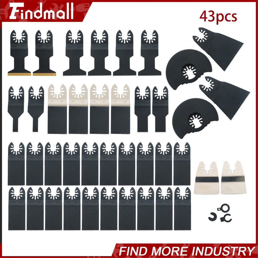 Findmall 43 PCS Universal Oscillating Saw Blades Quick Release Multi Tool Kit