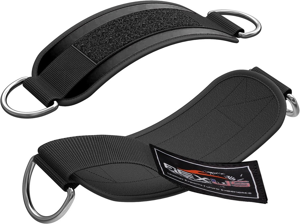 Gym Ankle Straps for Cable Machine – Adjustable Padded D-Ring Leg Workout Pair