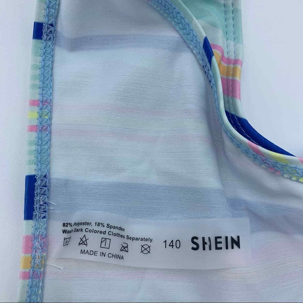Shein two piece swimsuit Turquoise vertical lines