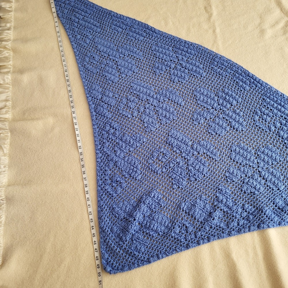 Handmade Hand Knit Periwinkle Blue Triangle Shall