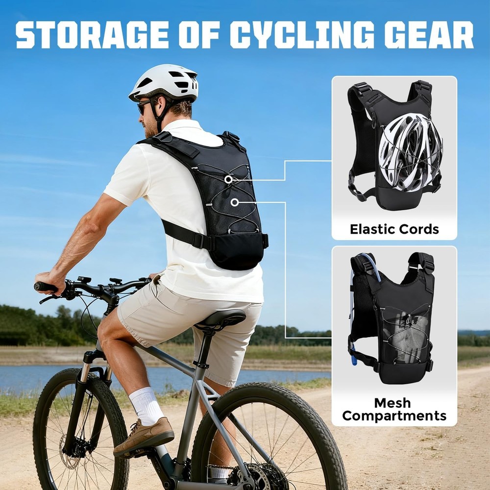 Running Hydration Vest with 2L Water Bladder， Lightweight Adjustable Hydr
