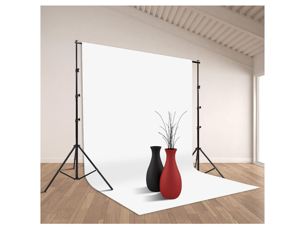 Photo Background Support System with 8.5 x 10ft Backdrop Stand Kit, 100% Whit...