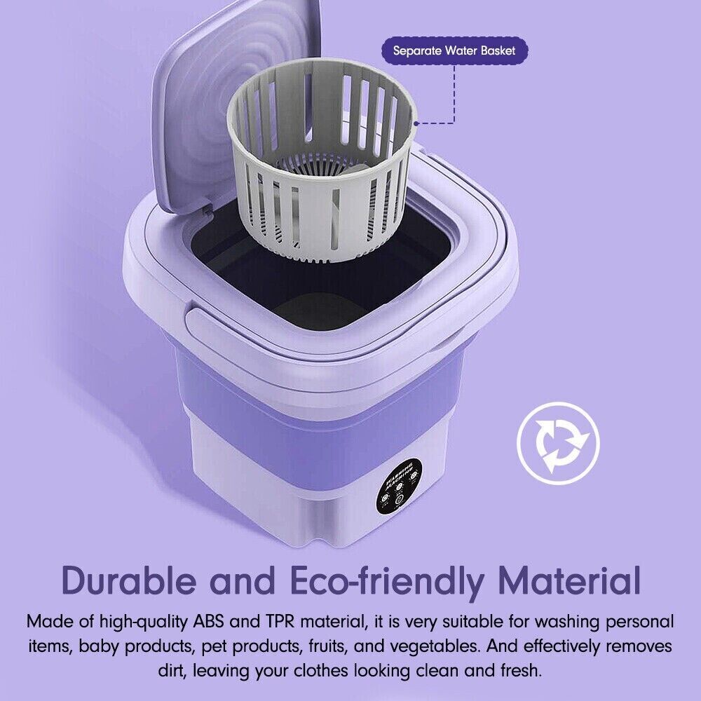 36W Portable Folding Mini Washers - Quick Spin Dry, Timer, Travel-Friendly