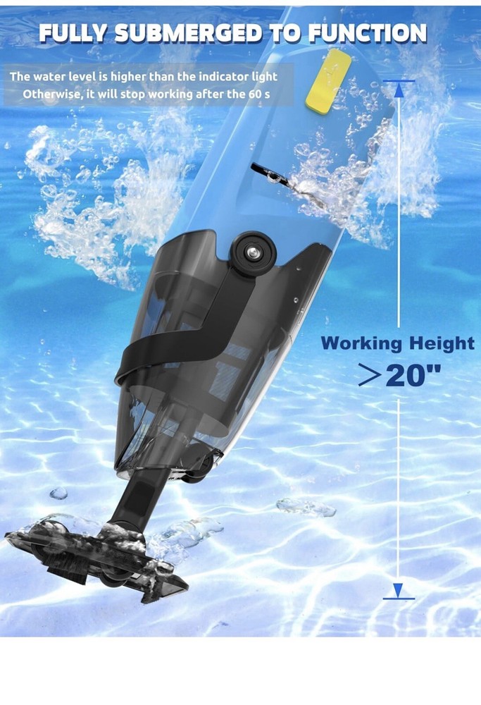 EFURDEN Pool Vacuum for Above Ground Pool, Cordless Handheld Rechargeable.