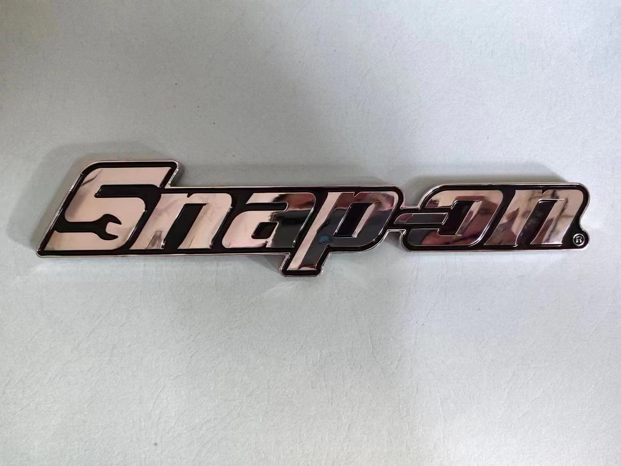 2PCs SNAP-ON TOOL BOX LOGO EMBLEM Chrome Silver Badge Decal 8" INCH LONG - NEW