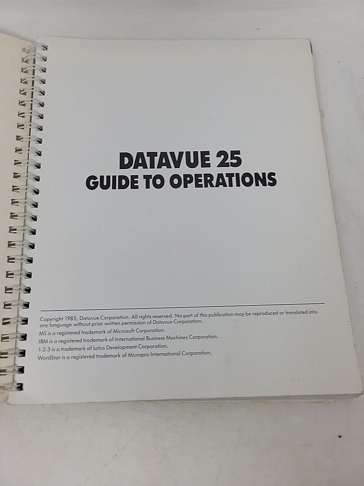 Genuine Manual For Datavue 25 Portable Lunchbox Personal Computer