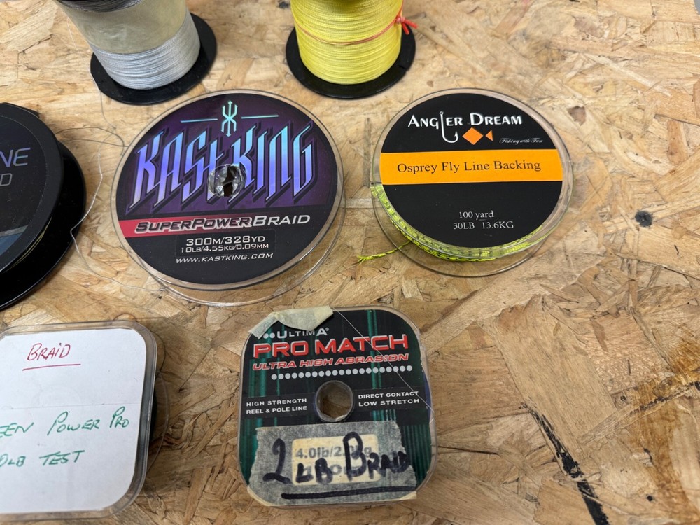 MATCH COARSE FISHING TACKLE - MIXED BRAID BUNDLE - 7 SPOOLS, PREDATOR, SPINNING