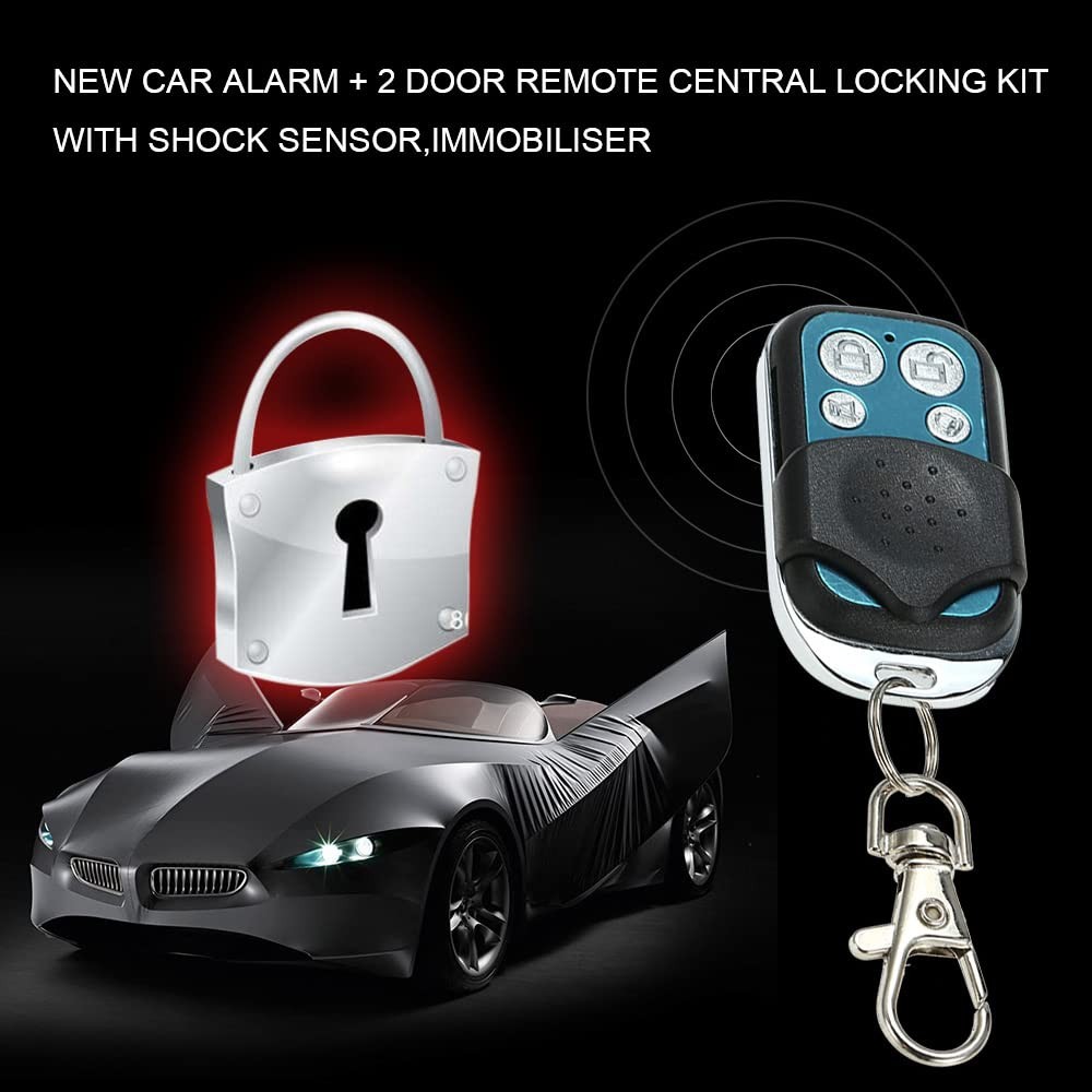NEW Car Alarm System with 2 Door Remote Central Locking Kit Shock Sensor Immo...