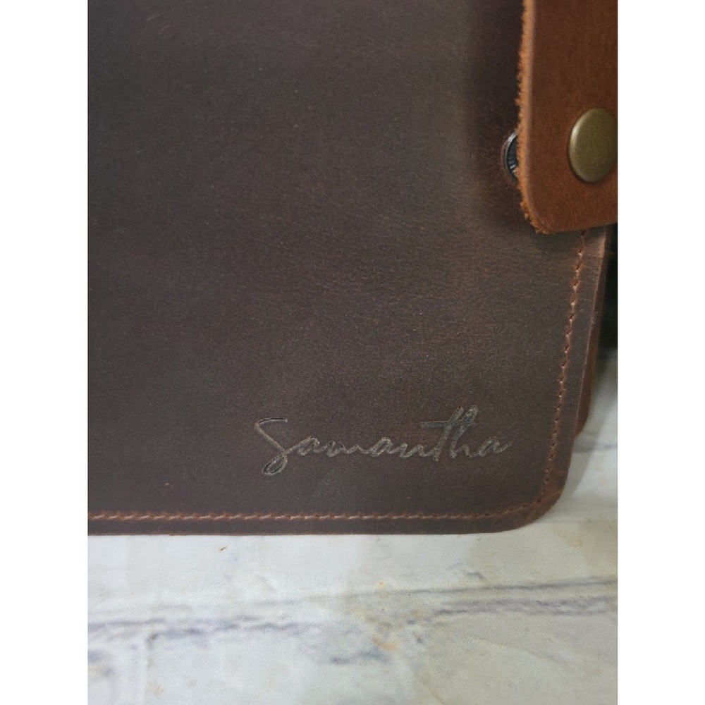 Handmade Brown NWOT Leather Refillable Calendar/Notebook W/ Snap Strap