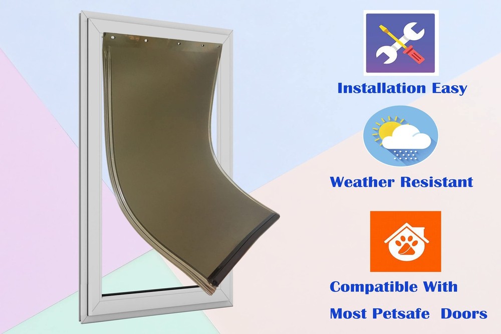 Large Dog Door Replacement Flap Compatible with Large, Translucent Gray