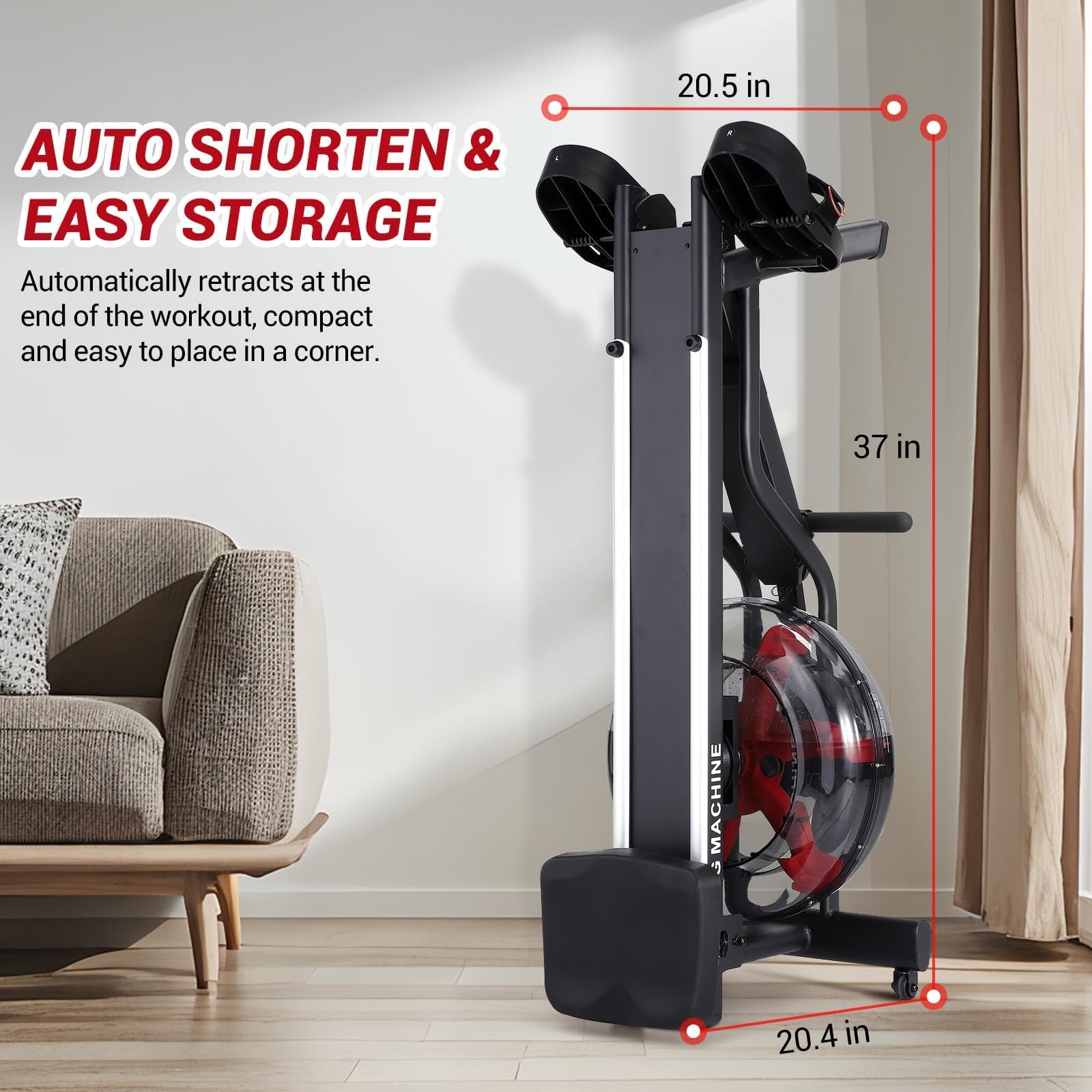 Water Rowing Machines ,380 LBS Foldable Rower Machine for Full Body Workout Home