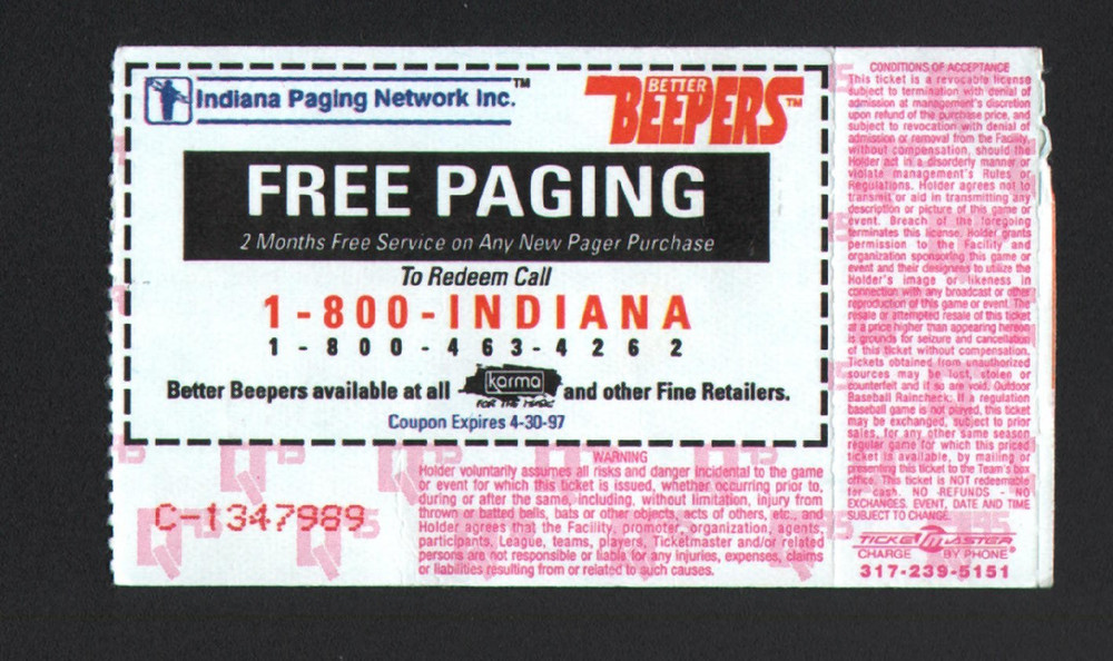 KISS & DEFTONES CONCERT TICKET STUB OCT 15 1996 MARKET SQUARE ARENA INDIANAPOLIS
