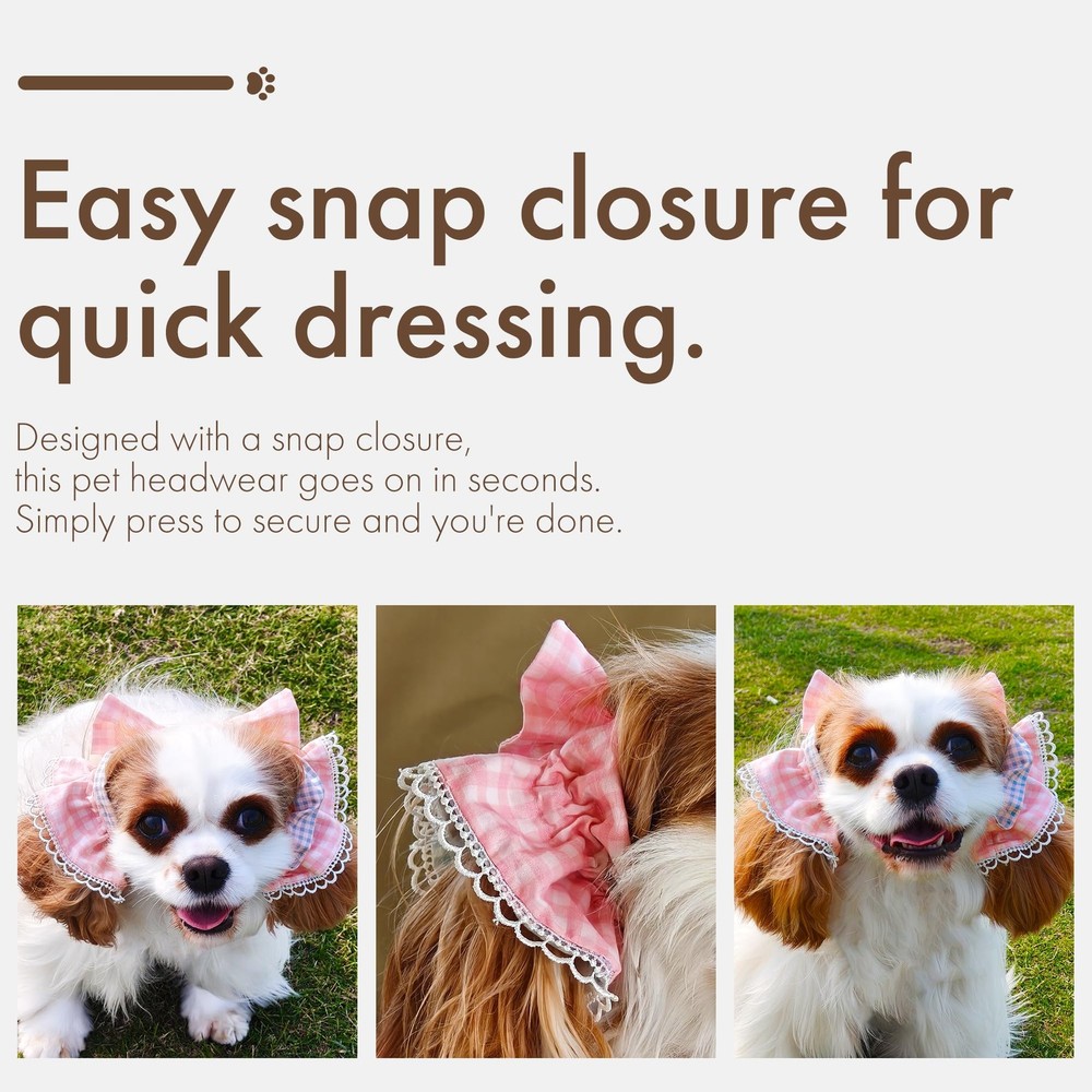 Soft Cotton Dog Headband for Cocker Spaniel, Cavalier, Springer - Adjustable ...