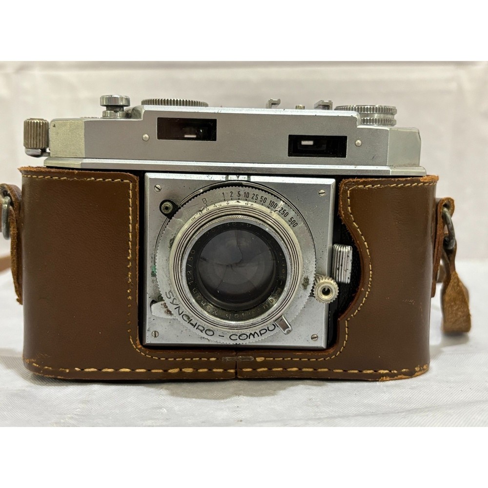 Ansco Karomat Rangefinder Camera w/ Synchro Compur Shutter & Leather Case AS IS