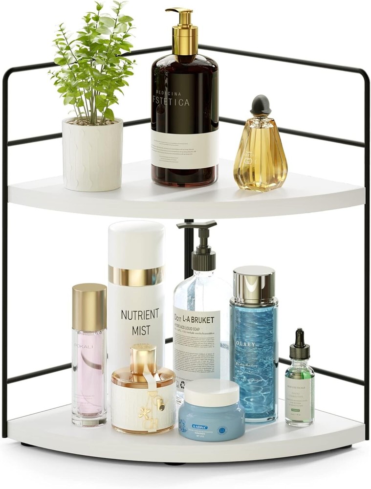 Compact 2-Tier Corner Skincare Organizer - Stylish Makeup Storage Solution