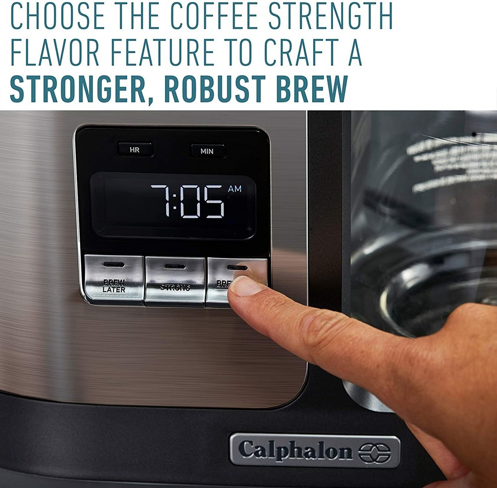 Calphalon BVCLDCG1 10 Cup Programmable LCD Display Coffee Maker Stainless Steel