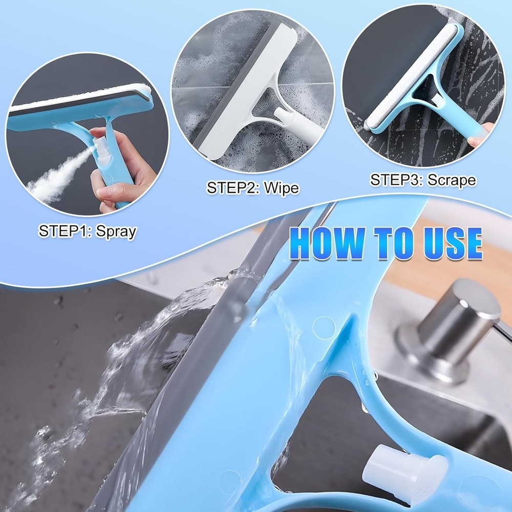 3 in 1 Window Cleaning Scraper, Cleaner Window Squeegee with Sprayer, Squeegee