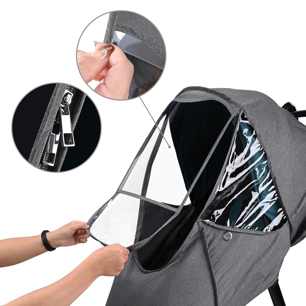 Bebamour Universal Stroller Rain Cover, Waterproof Windproof Weather Shield