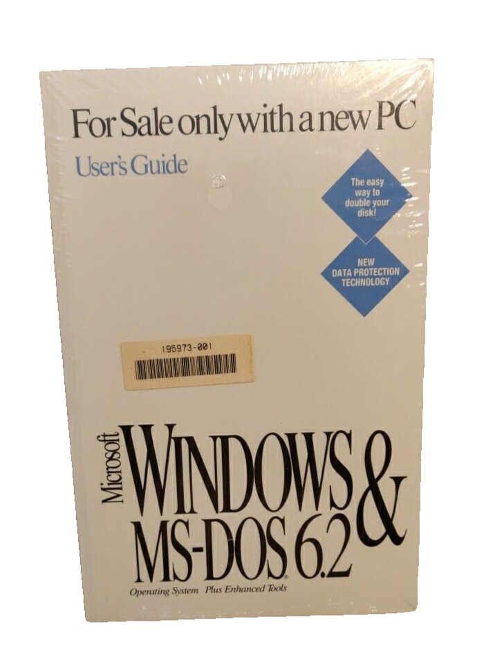Vintage Microsoft Windows & MS-DOS 6.2 User’s Guide w/ COA New Sealed