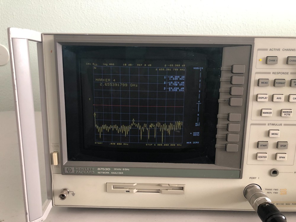 HP/Agilent 8753D 30kHz-6GHz Network Analyzer S-Parameter Test Set Opt:006/010+