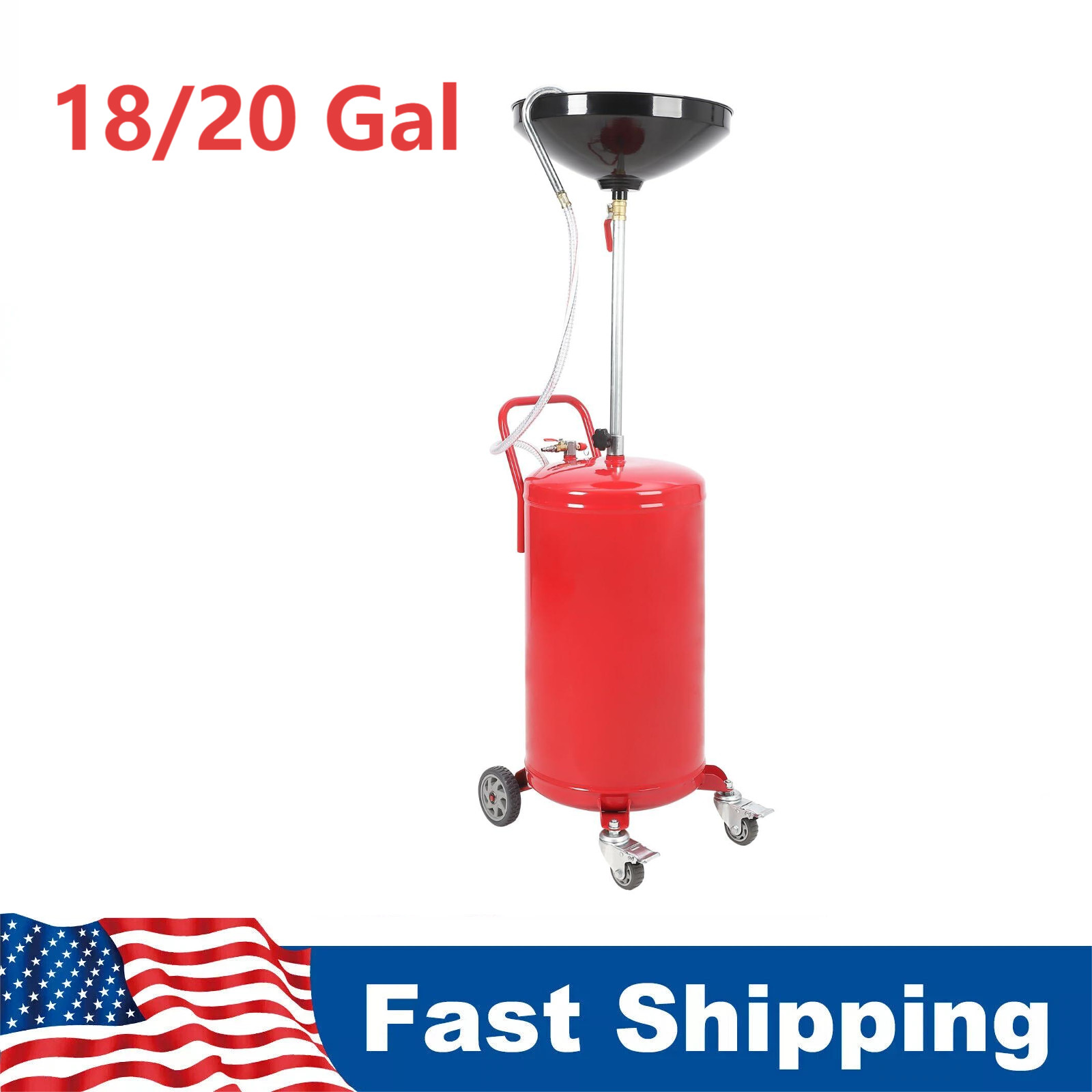 18/20 Gallon Waste Oil Drain Tank Container W/Casters Portable Adjustable Height