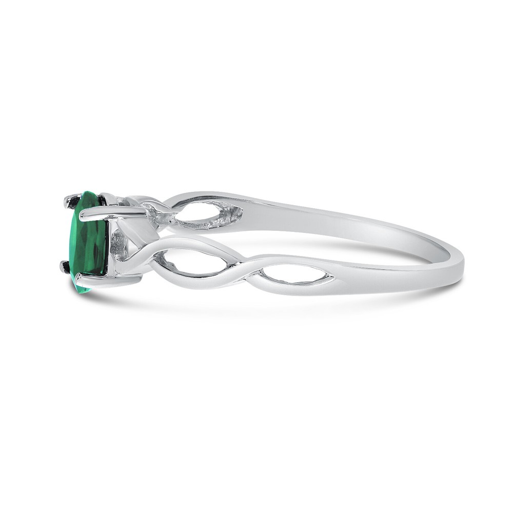 10k White Gold Oval Emerald Ring