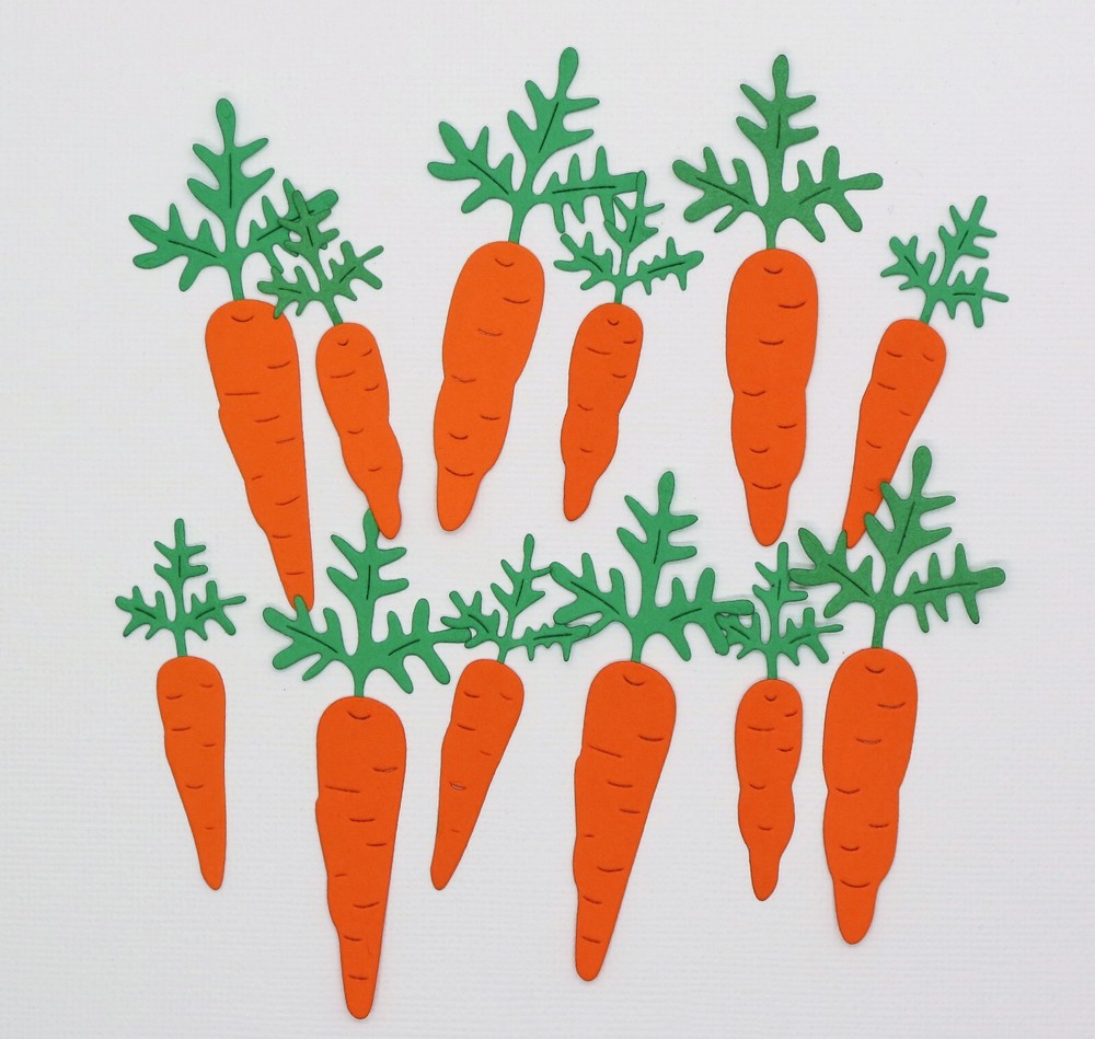 Small Carrots Easter Spring Paper Die Cut Embellishments scrapbooking 12 pc