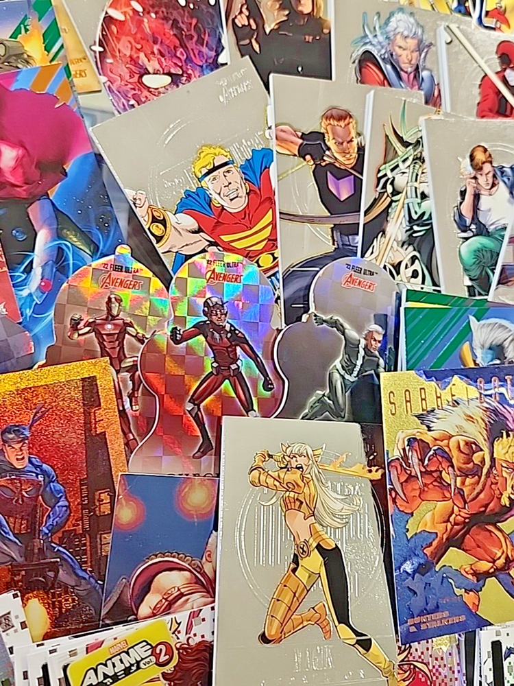 Huge Marvel Comic Card Collection W/ 1 Sealed Booster Pack, Autos, Inserts More!
