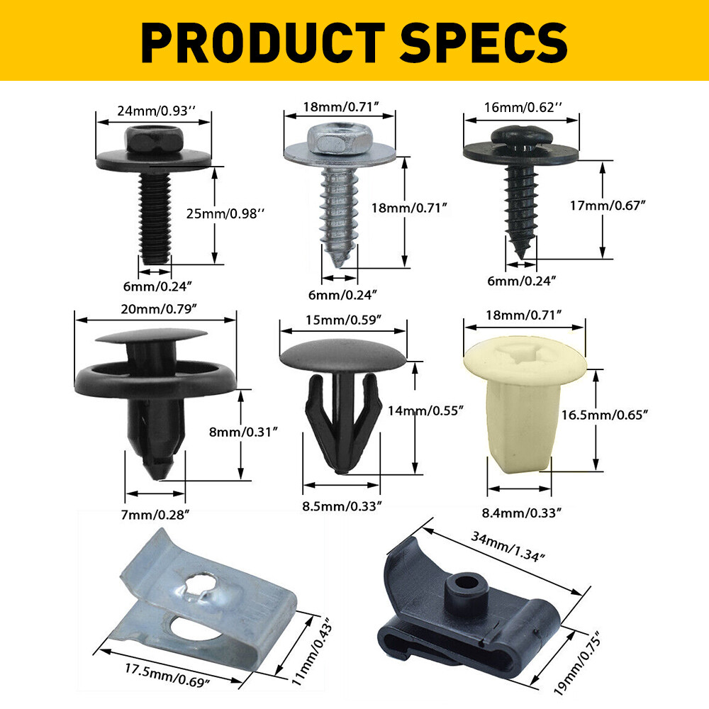 Engine Splash Shield Guard Bumper Hardware Kit Body Bolt Screw U-nut Clip Rivet