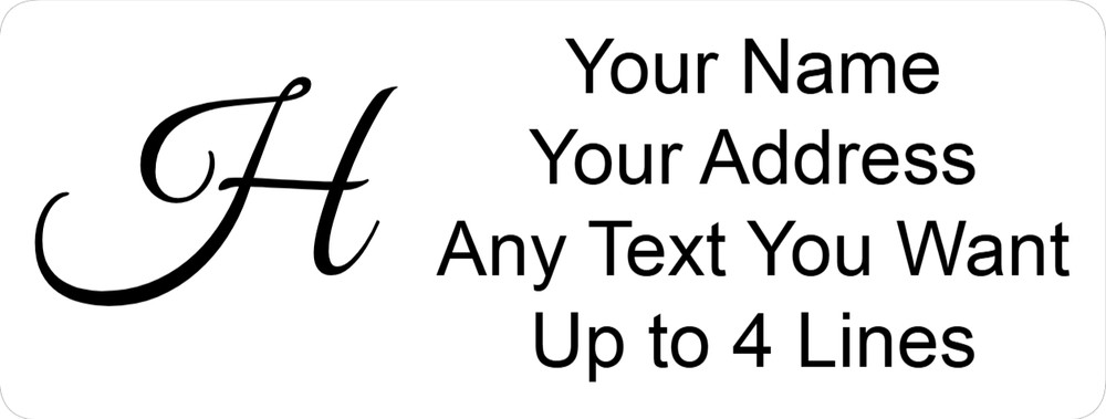 60 Custom Address Labels with Script Initial Monogram 1" x 2.625" Free SHIP