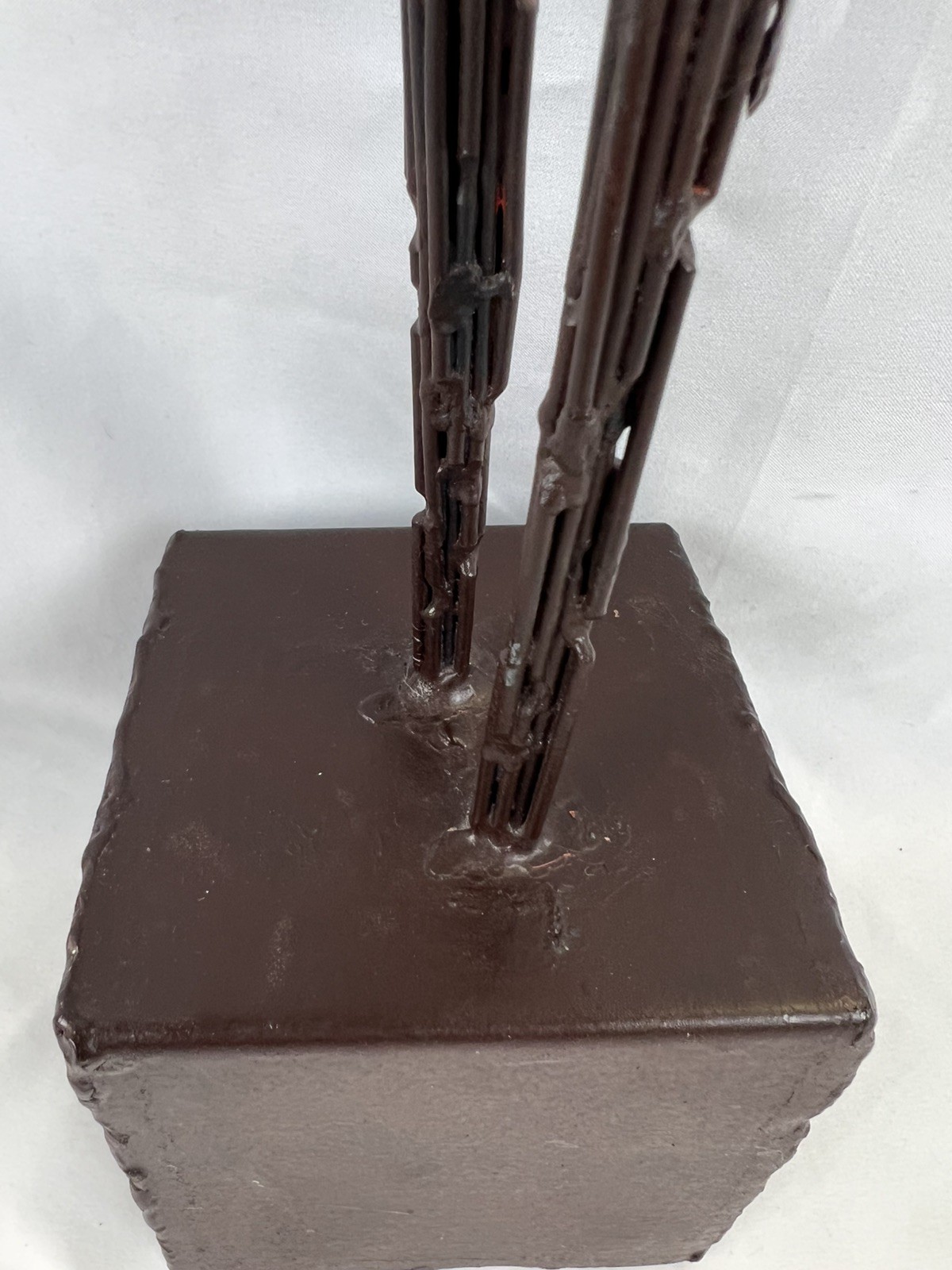 Brutalist Male Welded Nail Art Sculpture Modernist Metal 27” Giacometti Style