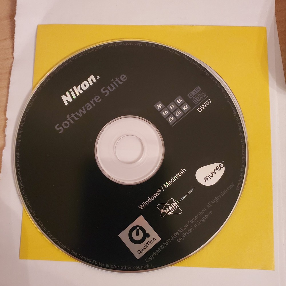 Nikon Software Suite CD Rom, Windows, Macintosh DW02, 2007 Clean CD