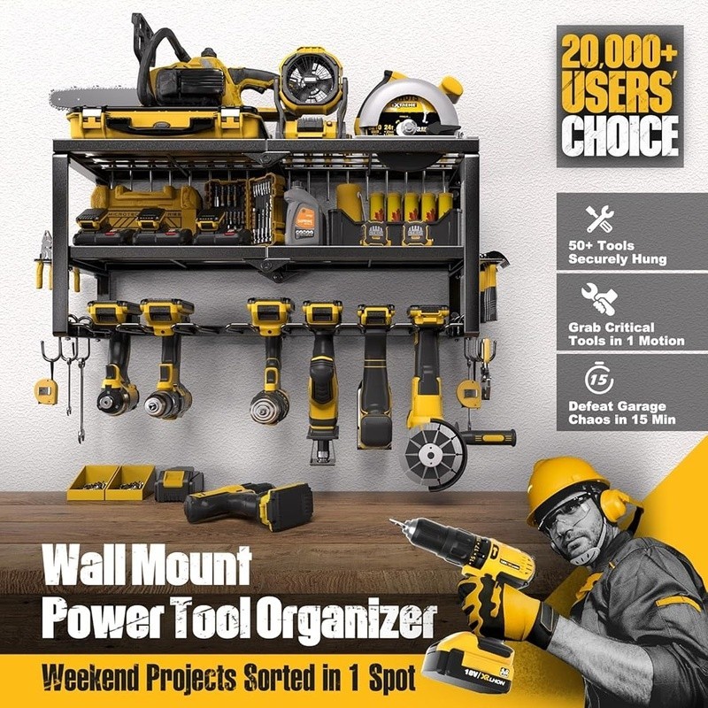 Power Tool Organizer for Tool Storage Drill Holder Wall Mount Garage Tool Shelf