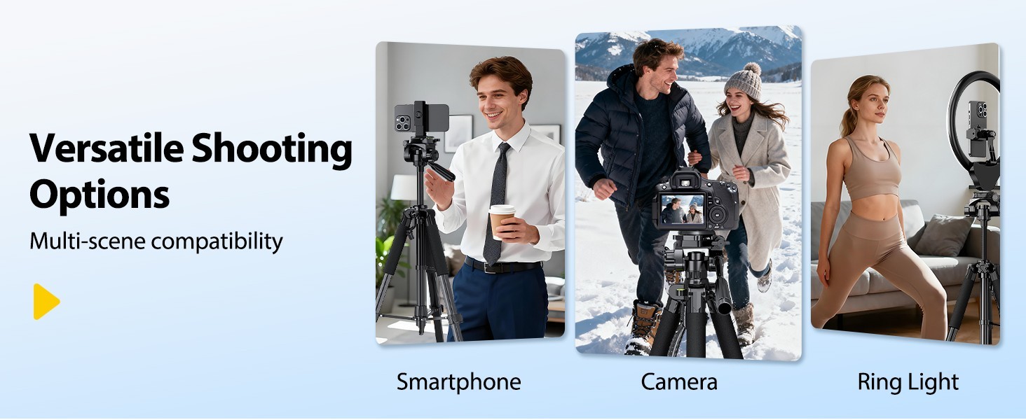 55" Portable Heavy-Duty Tripod for Phone & Camera w/ Cold Shoe Aluminum alloy