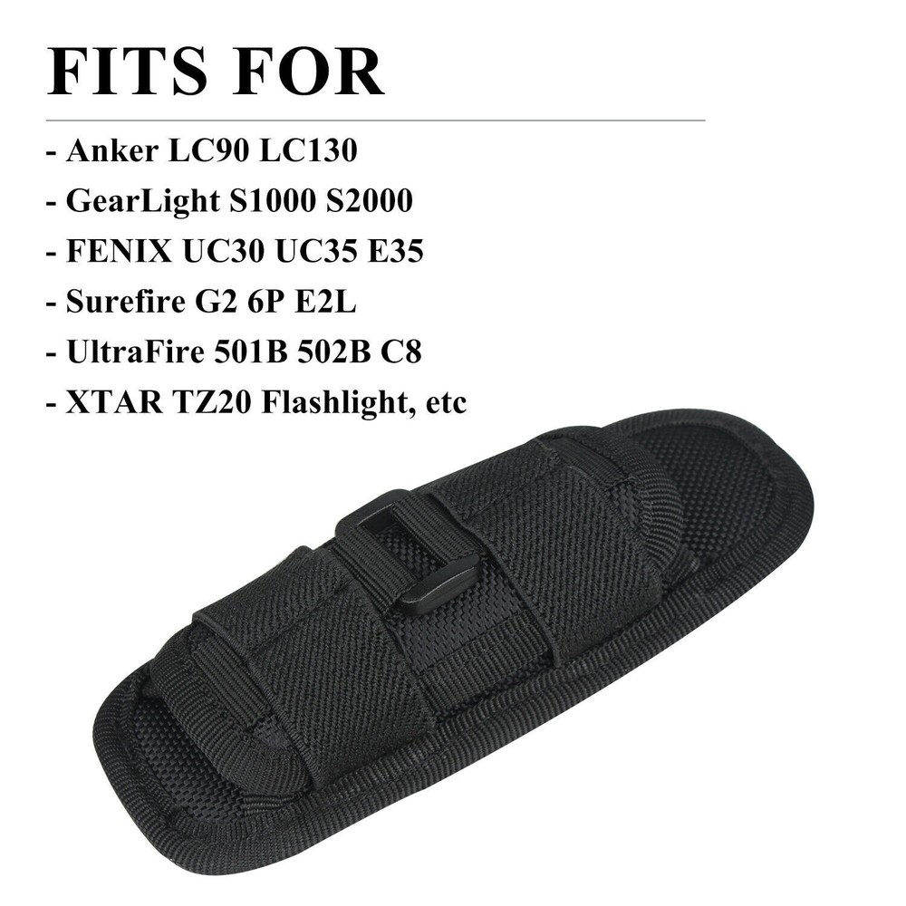 US Tactical 360 Degrees Rotatable Flashlight Pouch Bag Holster Torch Case Holder